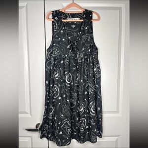 Cosmic Drifters Sleeveless Swing Dress Tarot Fortune Teller Print Size 12
